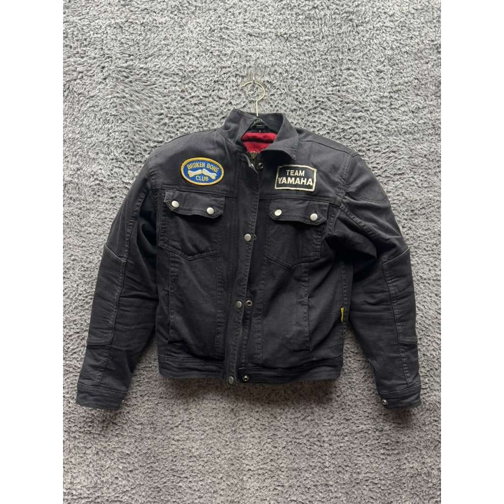 Bilt Iron Workers Team Yamaha Denim Motorcycle Jacket Black Womens Size S